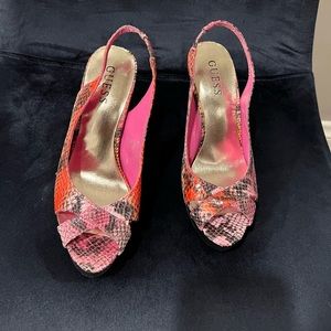 Multi pink snake print heels